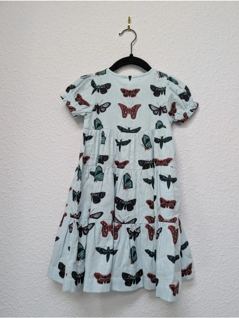 Kate Quinn Organic Cotton Gauze Turquoise Moths Prairie Dress 18-24 Butterfly